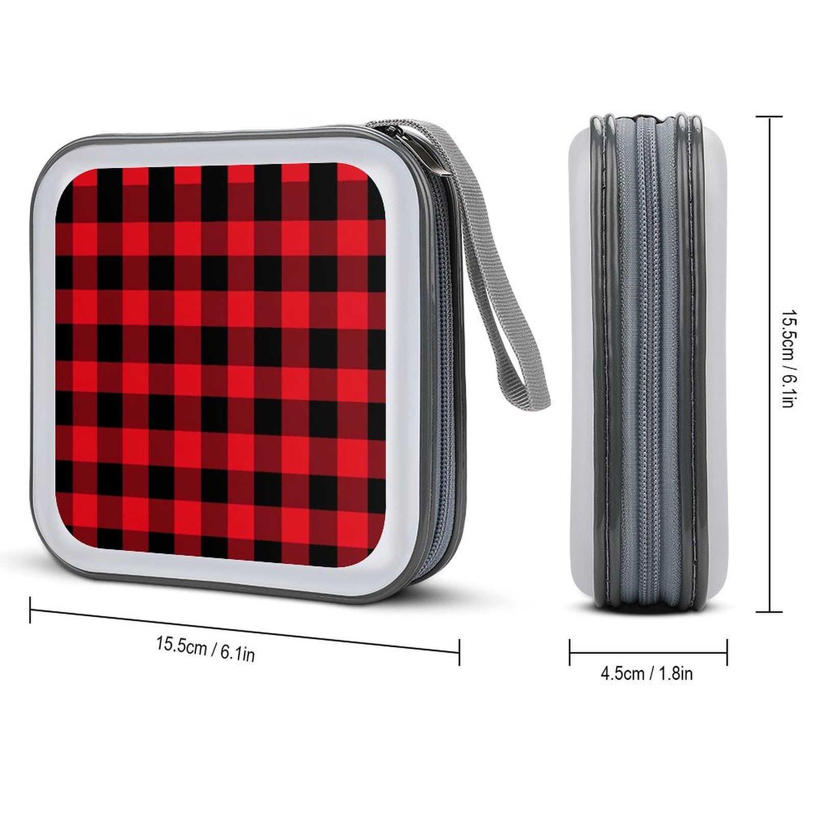 Red And Black Checked Pattern CD Case DVD Storage Case Portable