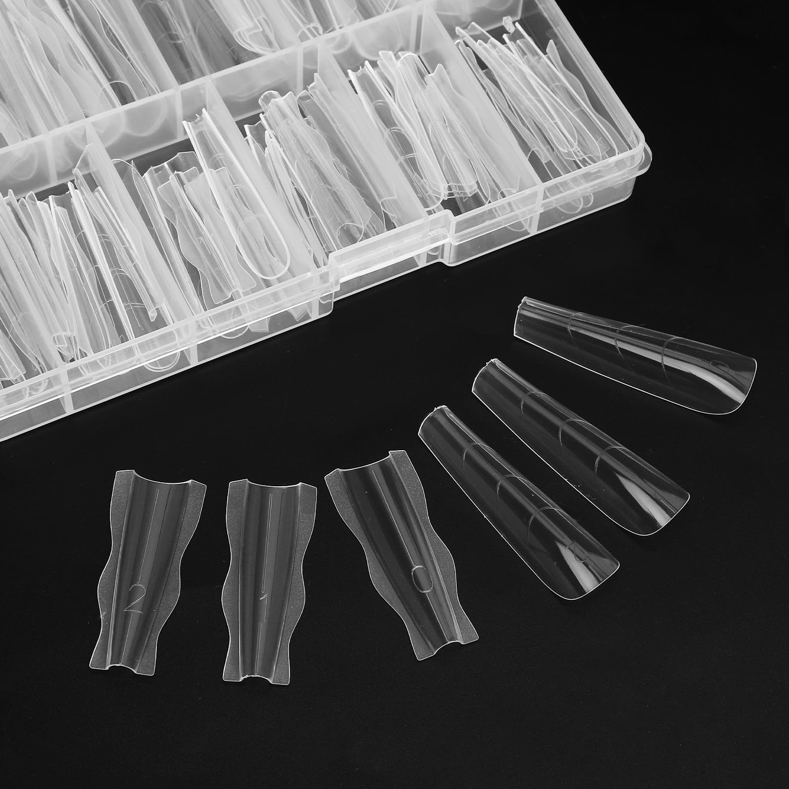 180 sztuk foremki do paznokci Sandwich Dual Nail Form, Dual Tips z 15 rozmiarami & 3 liniami prowadzącymi, szablon do przedłużania paznokci do poliżelu, poliżelowe tipsy do przedłużania w