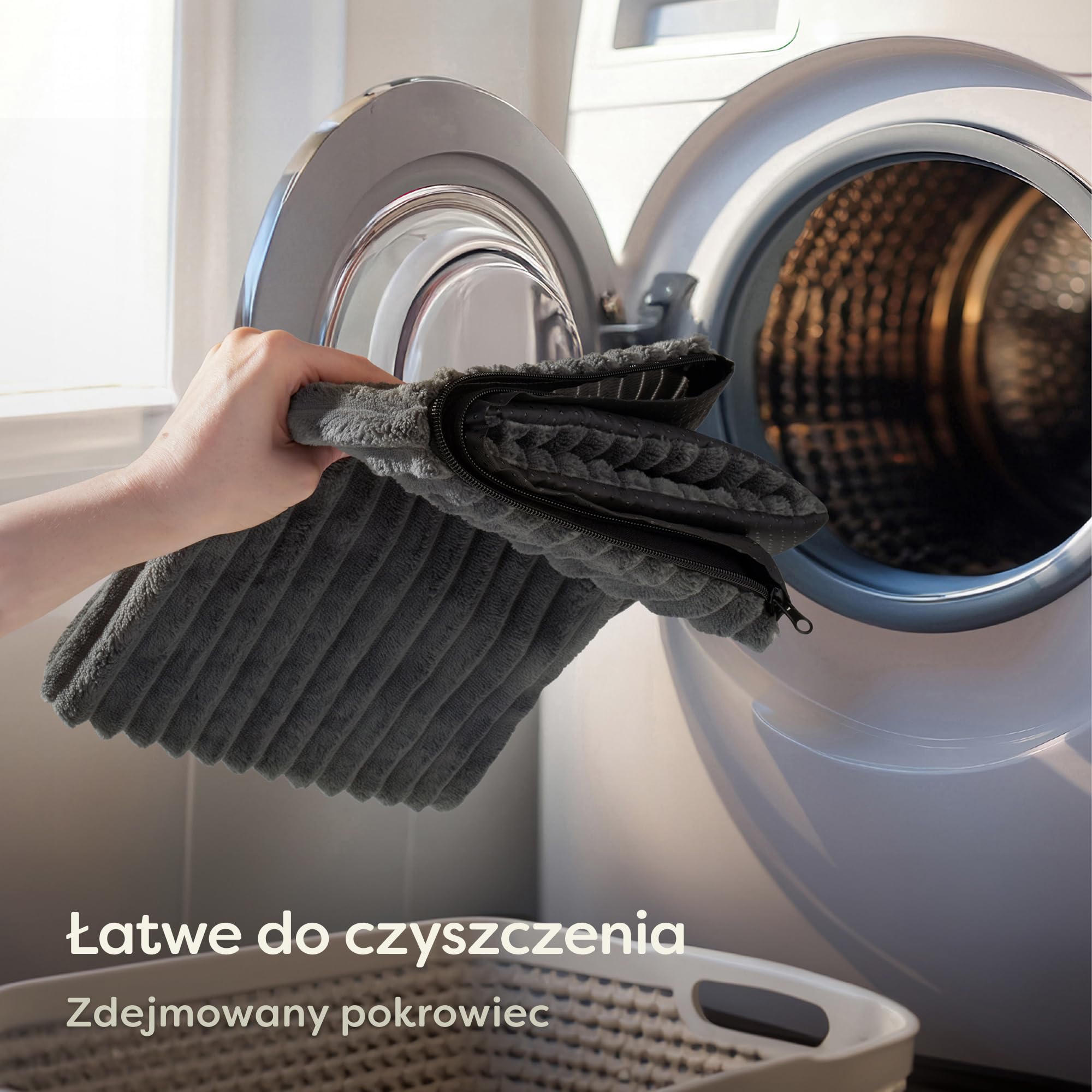 Knupis Samonagrzewający Koc Dla Psów 90x60 cm Mata Antypoślizgowa Zdejmowany Pokrowiec Szary