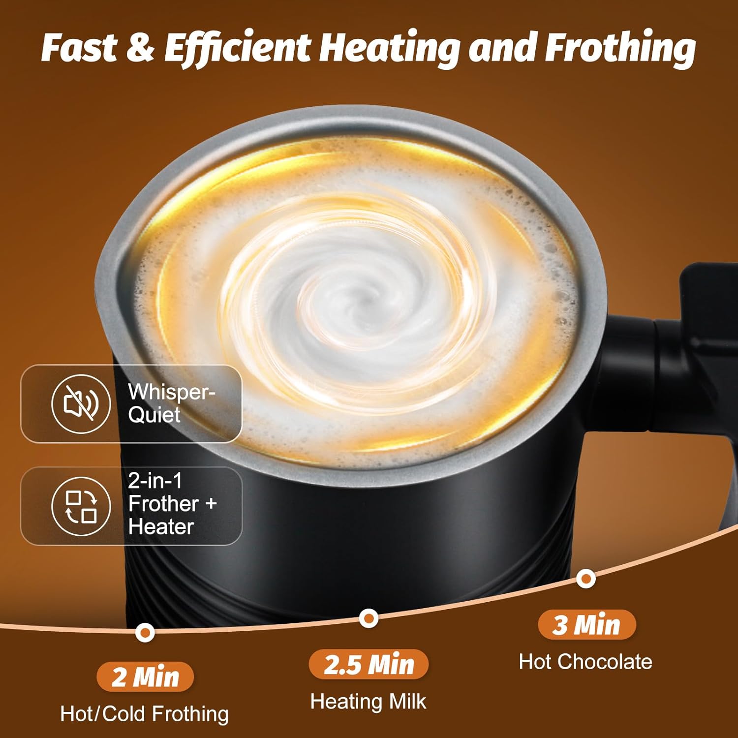 Milk Frother and Steamer, 4-in-1 Electric Milk Frother and Warmer, Hot & Cold Foam Maker, 11.8oz Capacity, Fast Heating, Quiet Coffee Frother for Latte, Cappuccino & Hot Chocolate