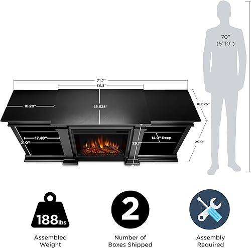 Miniatura 4 de Real Flame Fresno G1200-X-B - Unidad de entretenimiento en negro con chimenea eléctrica
