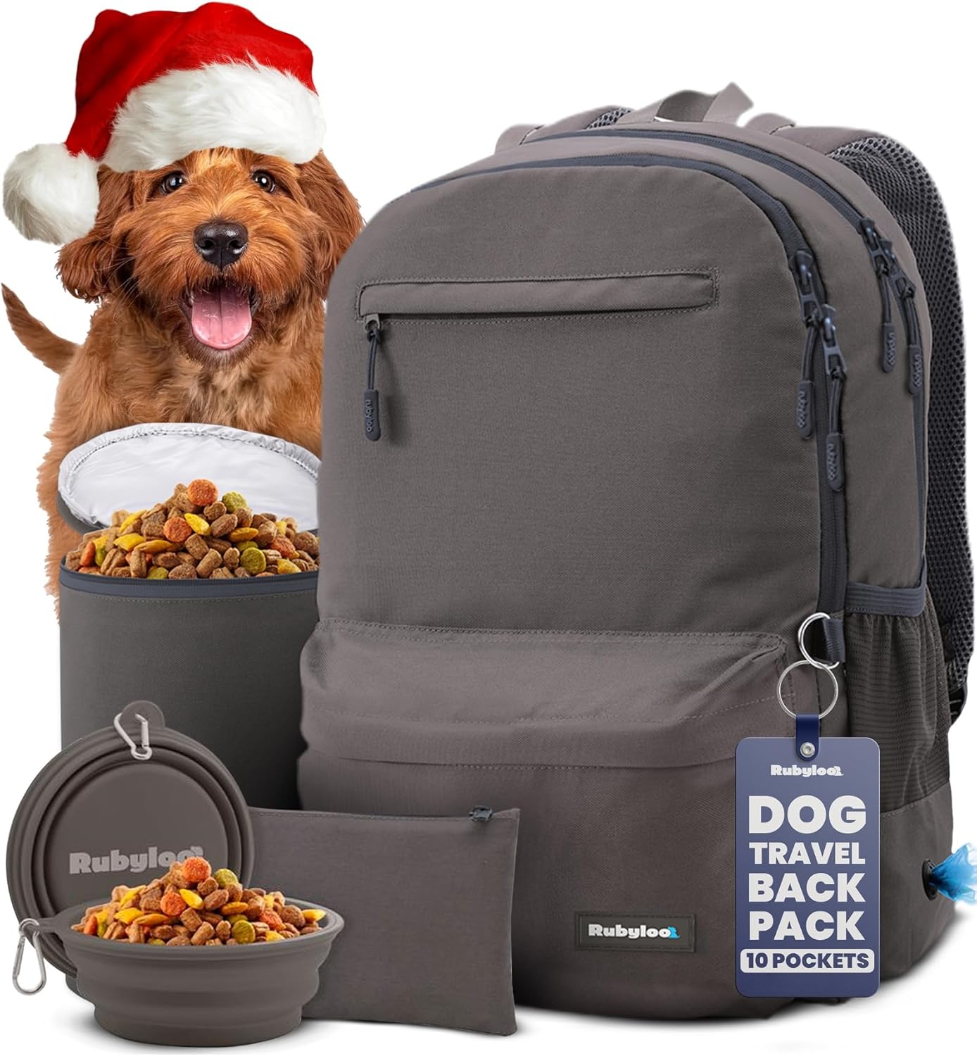 Dog Travel Bag: Complete Backpack for Supplies & Diapers – Perfect Gift for Dog Lovers – Dark Grey Dog Travel Bag: Complete Backpack for Supplies & Diapers – Perfect Gift for Dog Lovers – Dark Grey