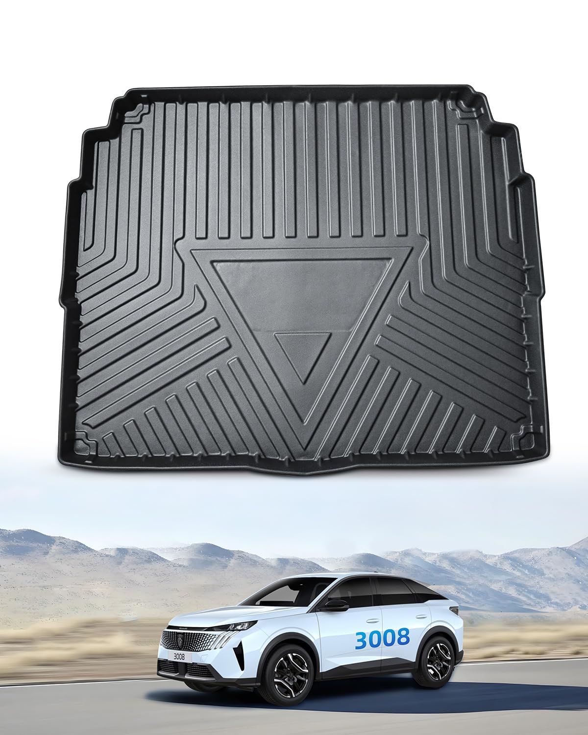 TPE Alfombrillas Maletero para Peugeot 3008 II 2016-2023 | Alfombras Maletero Originales, Protector Maletero Antideslizantes e Impermeables, Funda Maletero con Bordes Elevados