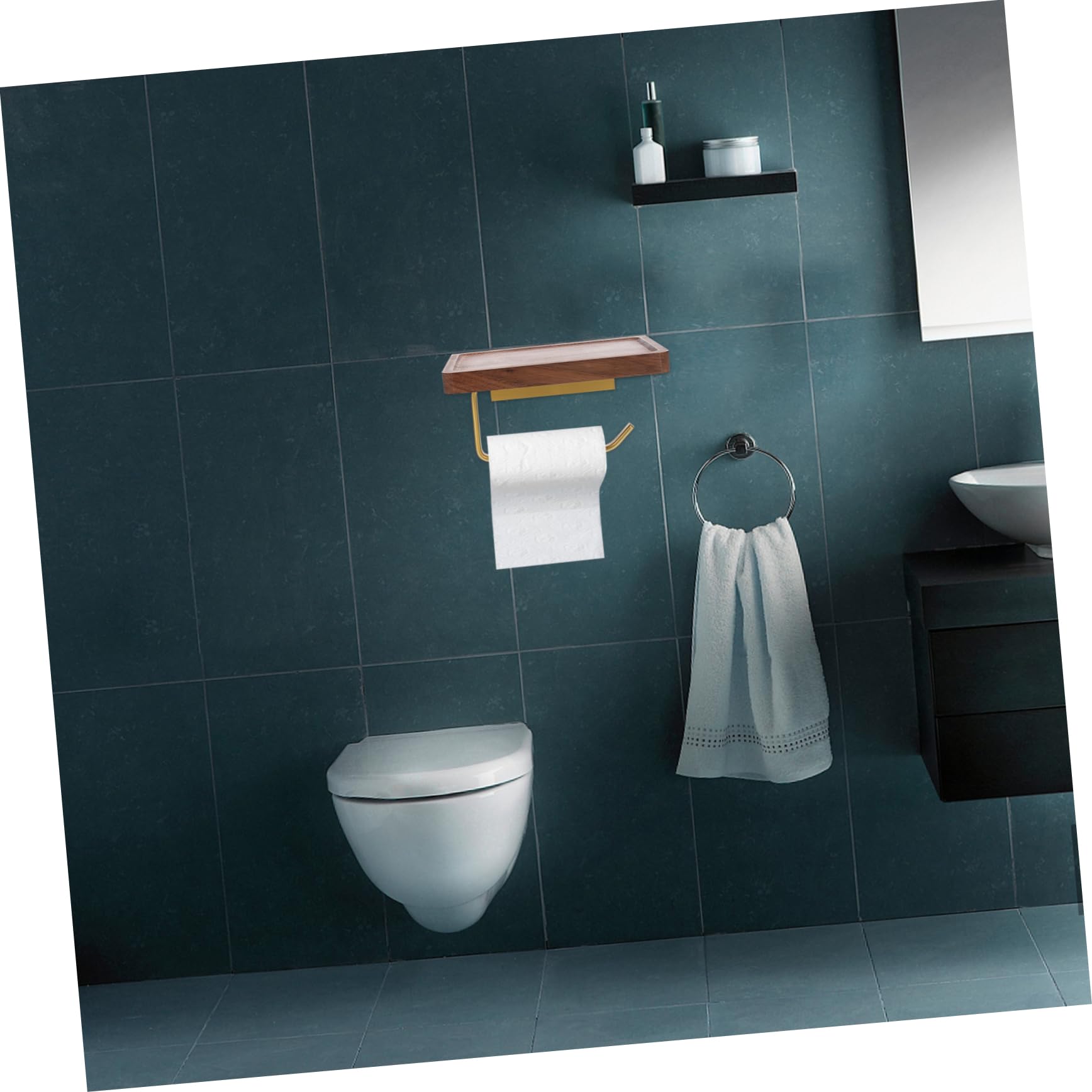 NUOBESTY Portarrollos de Papel Higiénico de Nogal Negro Estante, Resistente al Agua y Gran Capacidad de Carga para Baño y Inodoro