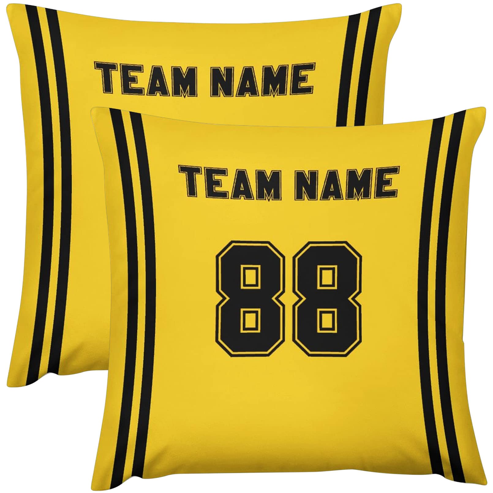 Personalized 2 Pack Football Pillow Covers Custom Sports Team Throw Pillow Case Yellow Pillowcase Home Decor 18 x 18 Inch