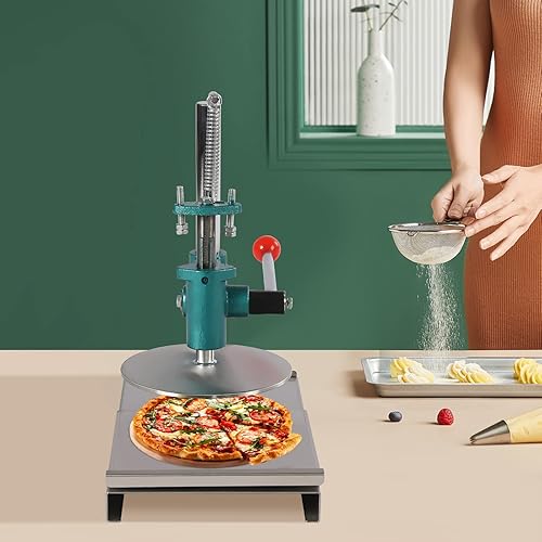 Miniatura 3 de Máquina de prensa de masa de pizza, máquina manual de prensa de pastelería de pizza con platos dobles, prensa de pizza doméstica de acero inoxidable