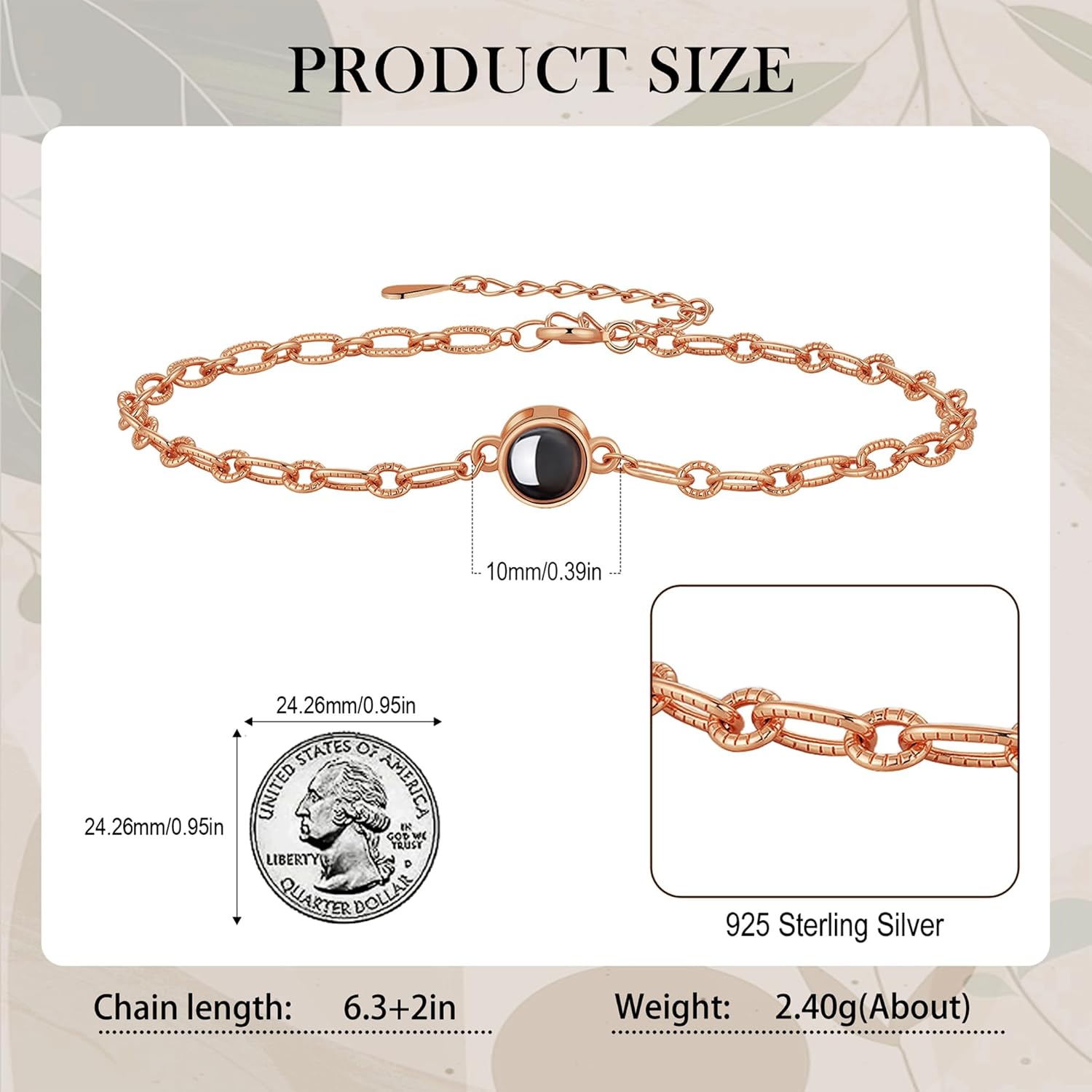 925 Sterling Silver Custom Bracelet with Picture inside, Adjustable Personalized Bracelet Memorial Gift for Mom, Wife, Girlfriend, Birthday, Anniversary