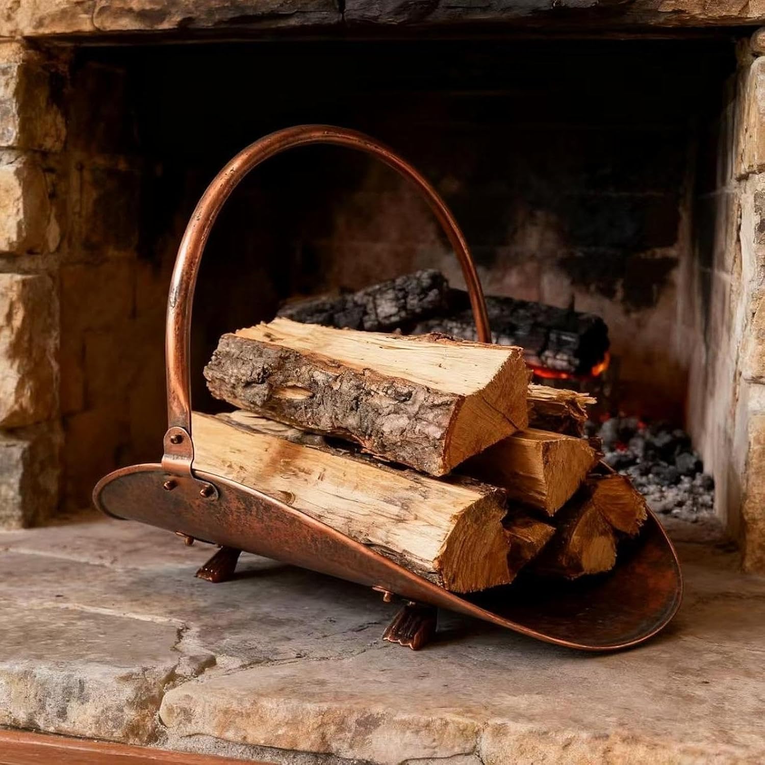 Fireplace Log Holder,Metal Wood Rack for Fire Sturdy Indoor Outdoor Multipurpose Stacking Rack Firewood Basket