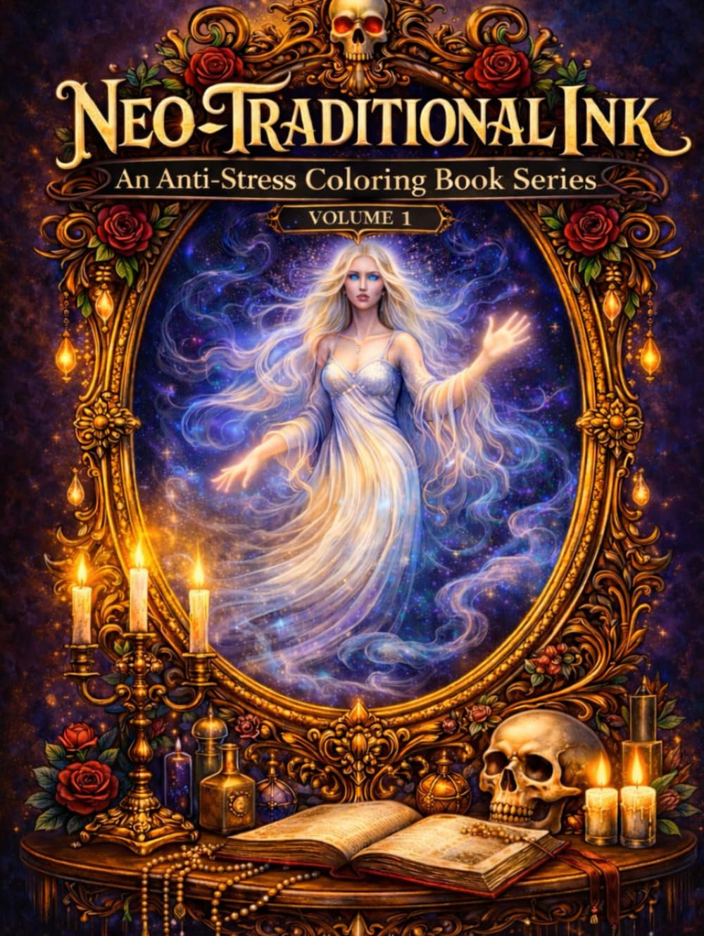 Neo-Traditional Ink Volume1: An Anti-Stress Coloring Book Series (Neo-Traditional Ink: Anti-Stress Tattoo-Inspired Coloring Book Series for All Ages)