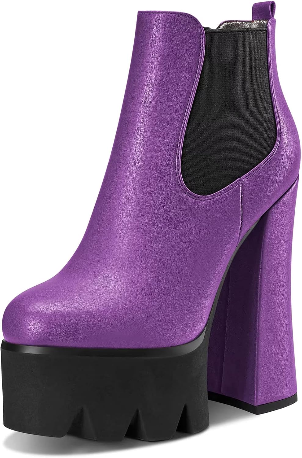 Castamere Women Chunky Block Heel Platform Round Toe Slip-on Ankle Boots Short Bootie Sexy Wedding Party 5.9 Inches Heels