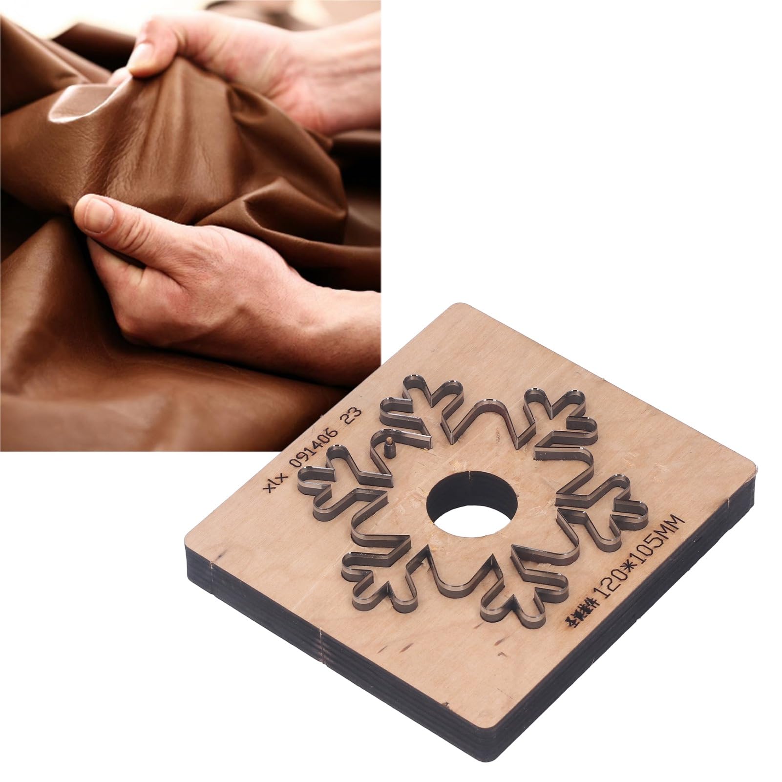 Matrice De Découpe Cuir Motif Flocon De Neige - Acier Et Bouleau - Pour étuis Téléphone, Bijoux, Artisanat