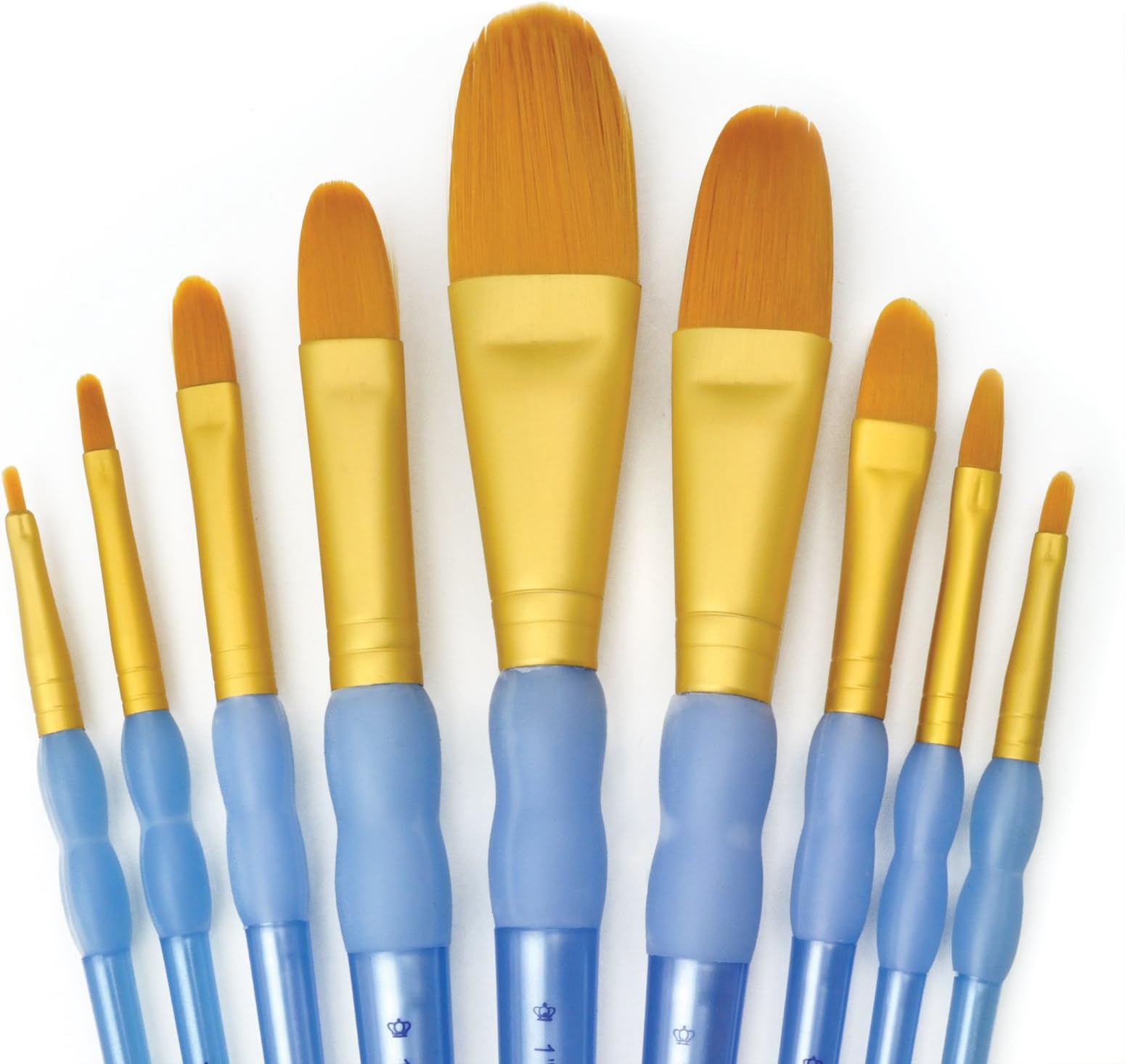 Royal & Langnickel Crafters Choice – 11-teiliges Rundpinsel-Set Aus Goldenem Taklon | Perleffekt-Griff, Satinierte Aluminium-Fassung Für Präzises Malen & Basteln