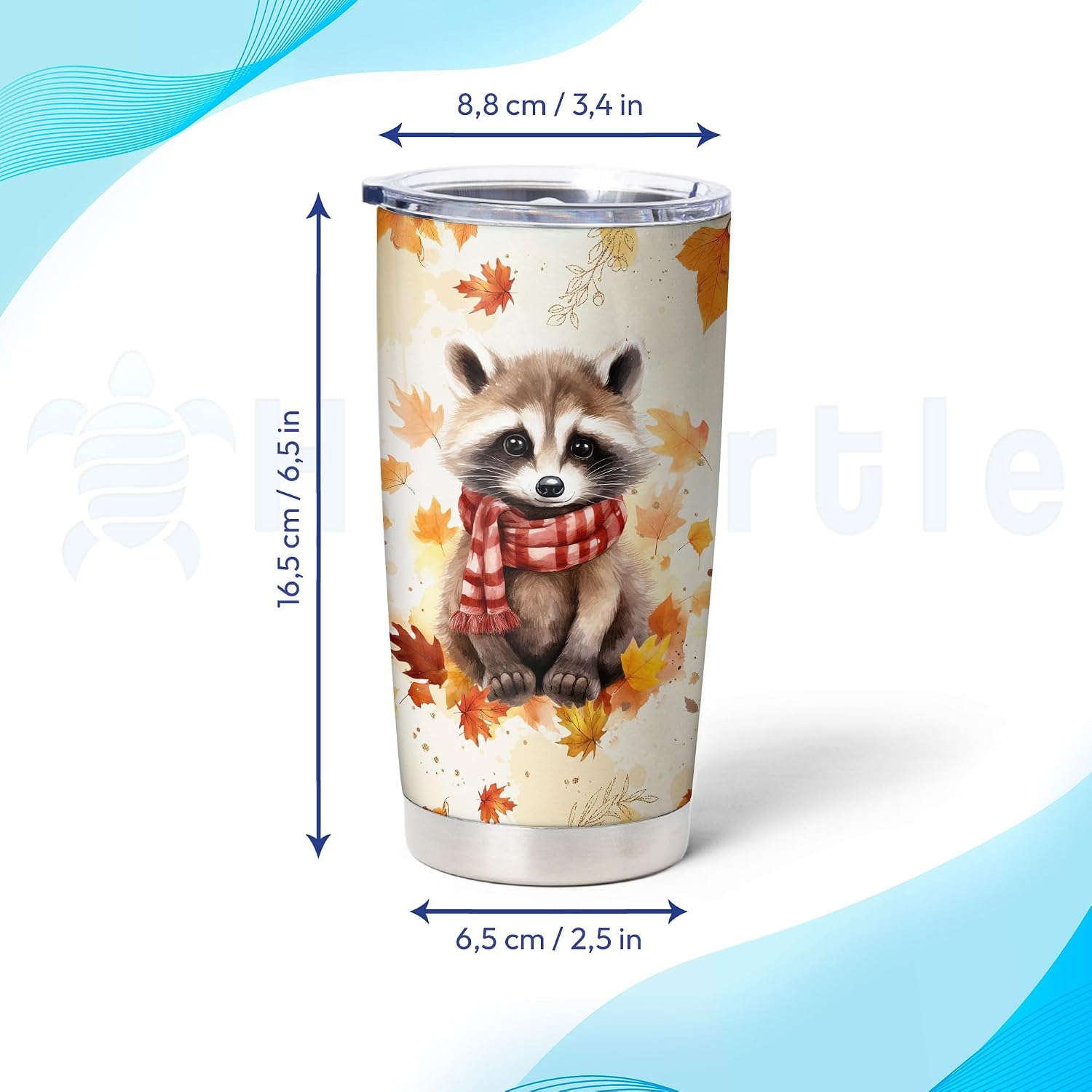 Hyturtle Personalized Fall Raccoon Maple Leaves Tumbler - Birthday Gifts For Raccoon Lovers - Fall Autumn Decor Gifts For Farmhouse Thanksgiving - Custom Name 20oz Stainless Steel Tumbler Travel Cup