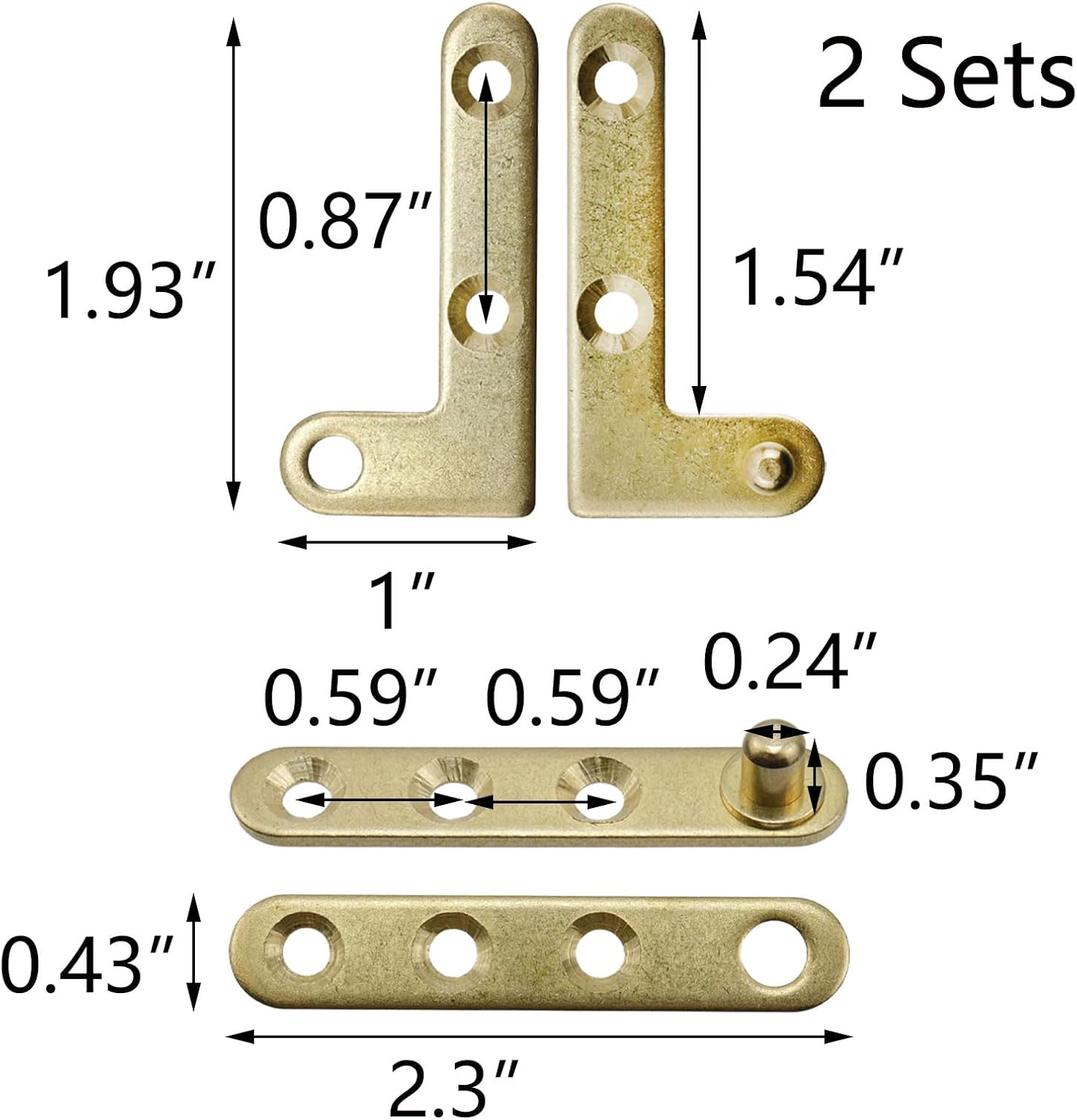 T Tulead Door Pivot Hinges, Including 2pcs L-Shaped and 2pcs Straight image 2