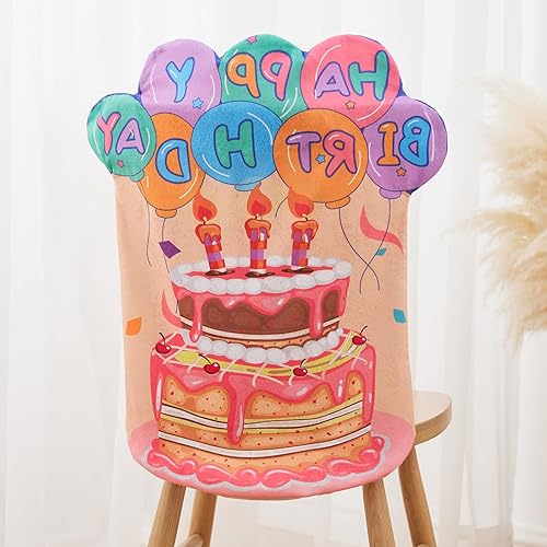 Miniatura 4 de BULINGNA 4 fundas para sillas de cumpleaños, fundas de asiento de cumpleaños para el aula, fundas para la parte trasera de la silla de pastel de