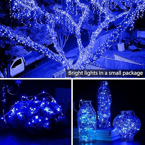 Miniatura 7 de WYZworks Tira de luces LED de 33 pies, 100 luces LED de hadas de cinta estrellada flexible, 8 modos con temporizador de 6 horas, impermeable, cable