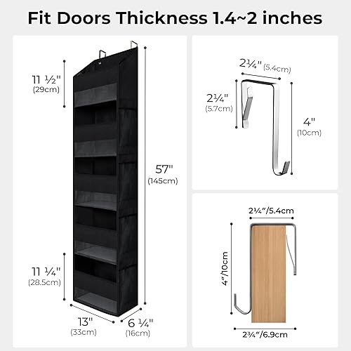 Miniatura 10 de GRANNY SAYS Paquete de 2 organizadores de 5 estantes sobre la puerta, organizador de puerta colgante con 5 bolsillos de gran capacidad y 8 bolsillos