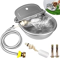 TUHPIBK Automatic Stainless Steel Dog Water Dispenser, 3L Auto-Filling Outdoor Waterer for Dogs, Chickens, Livestock - Fits 3/4" GHT Faucet