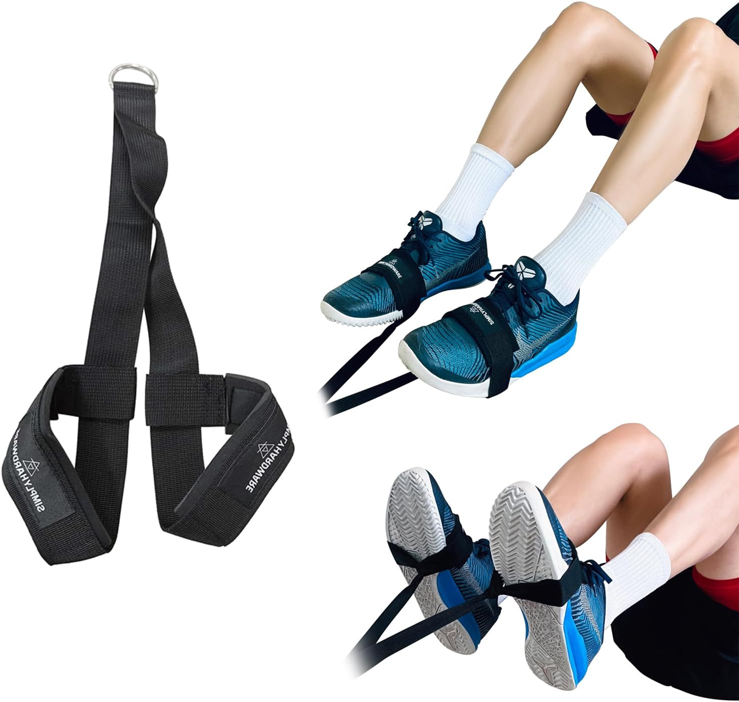 Hip Flexor Training Strap | for Knees Over Toes Workout Cable Machine Attachment | Reverse Squat Strap | Foot Strap