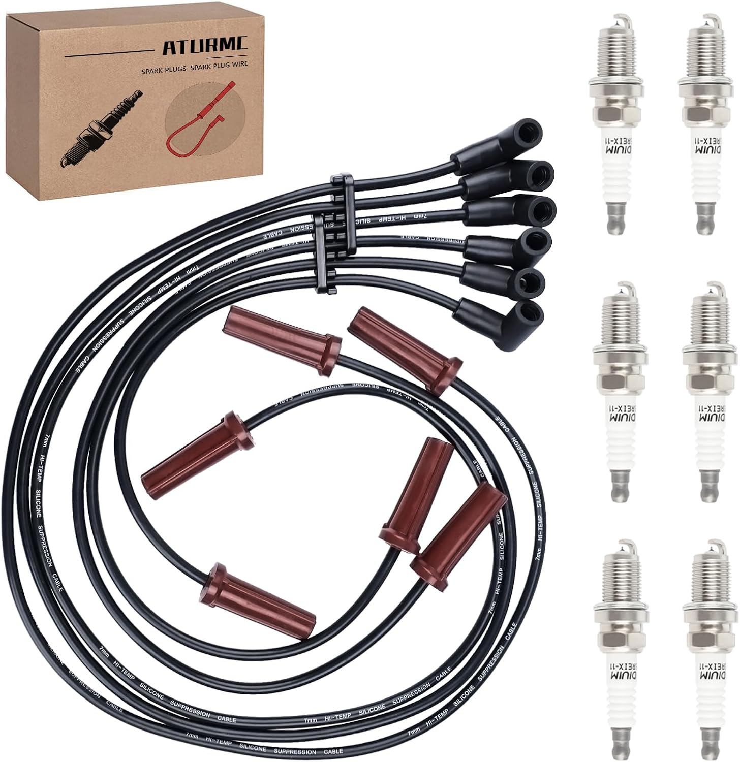 Set of 6 PCS Ignition Spark Plug Wires 671-6064 51032 746DD 7689 12192470 12192189 & 6 Iridium Spark Plugs Set Compatible with Pontiac Oldsmobile 88 LSS Bonneville Buick LeSabre Lucerne Park Avenue