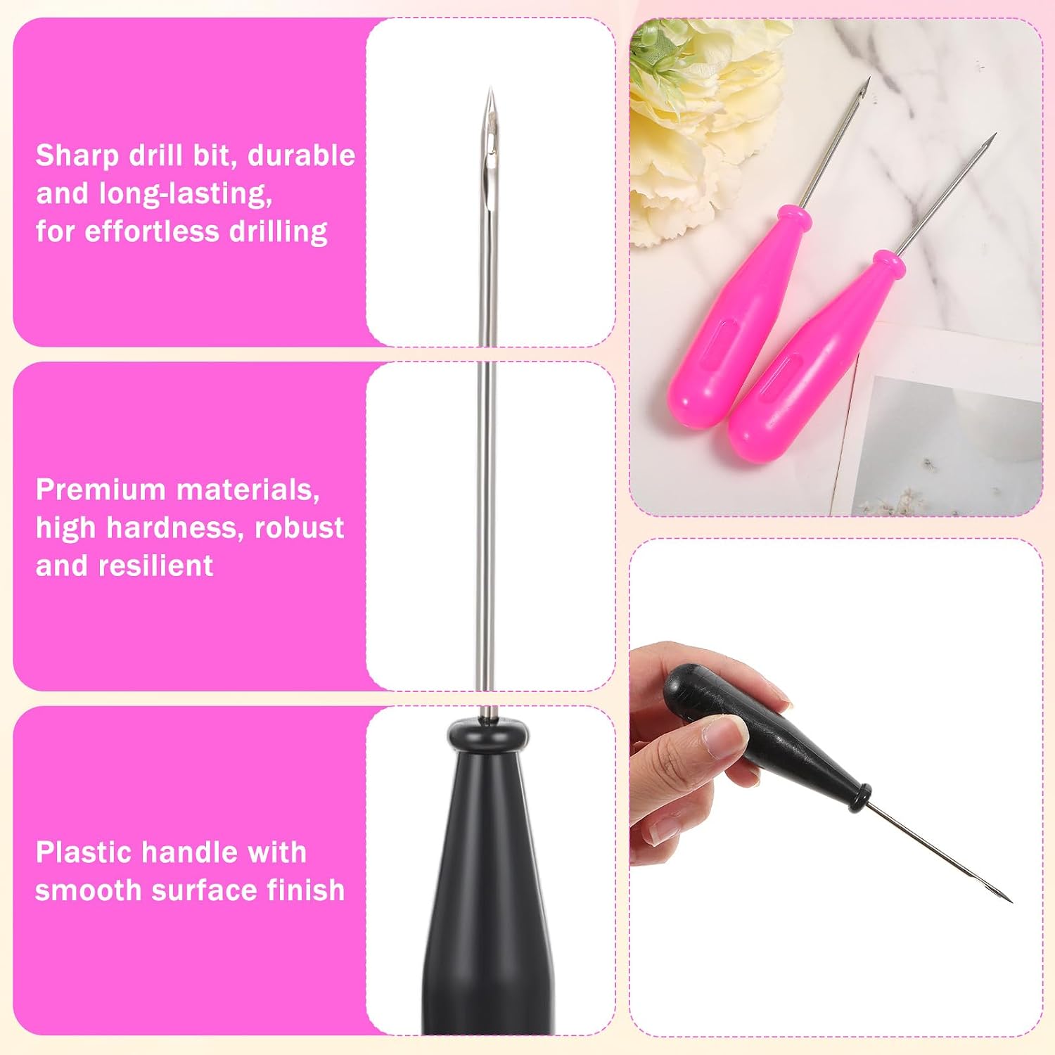 10Pcs Candle Punch Wicking Needle Tools, Candle Needle Kit with Hooks - Mold Hole Punch Candlewick Inserting Tool for Silicone Mold Making