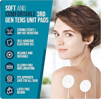 SM Electrodes TENS Unit Electrode Pads 2x2 Round 20Pcs Reusable 50 Uses, 2mm Pin Replacement Pads, Latex-Free Hydrogel, CE&RoHS Certified, Compatible AUVON, TENS 7000, Etekcity