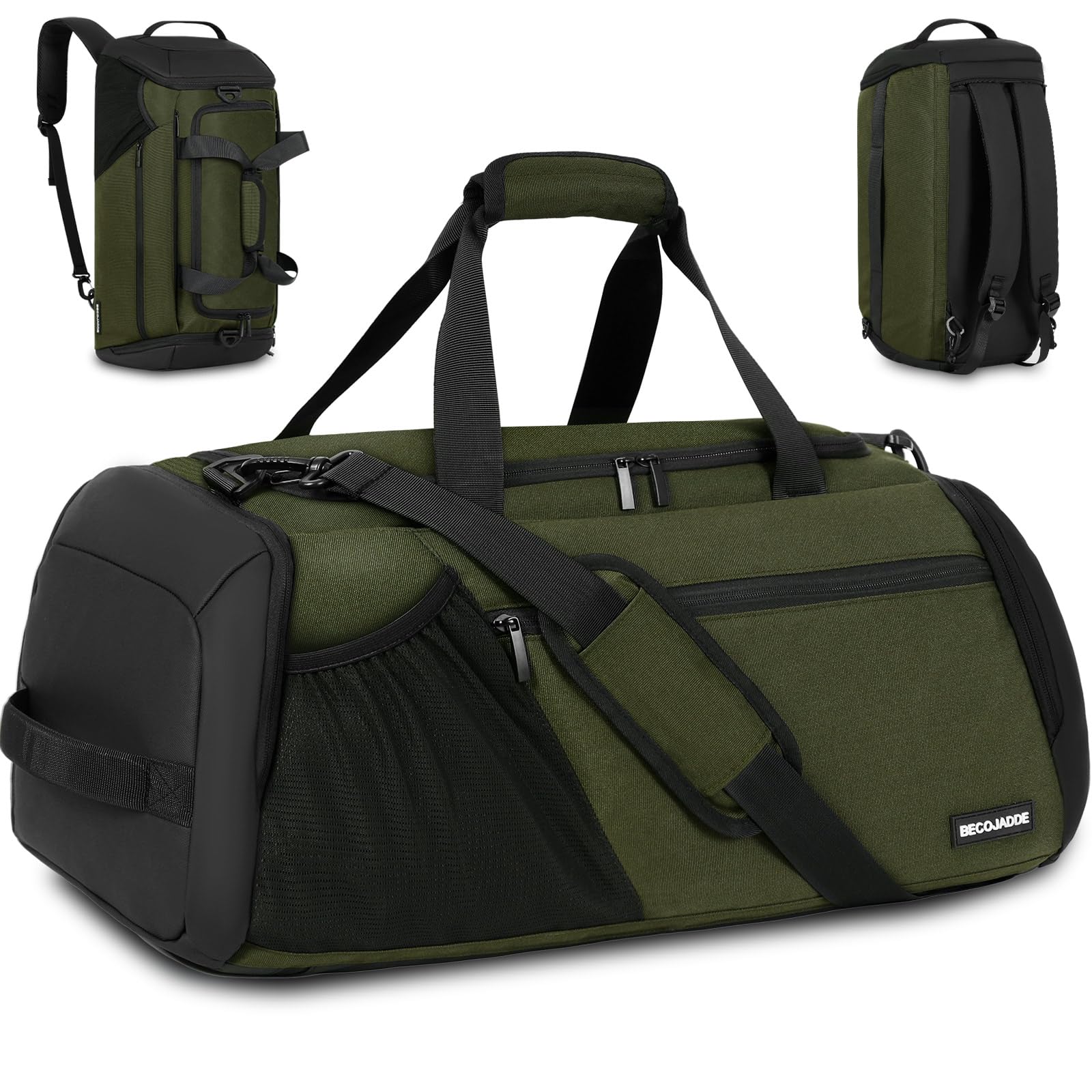 Sporttasche Herren 40L Groß Sporttaschen Reiserucksack Mehrere Taschen Rucksack mit Schuhfach Nassfach Wasserdicht für Schulter und Hand Trainingstaschen Weekender Tasche Sports Bags Armeegrün