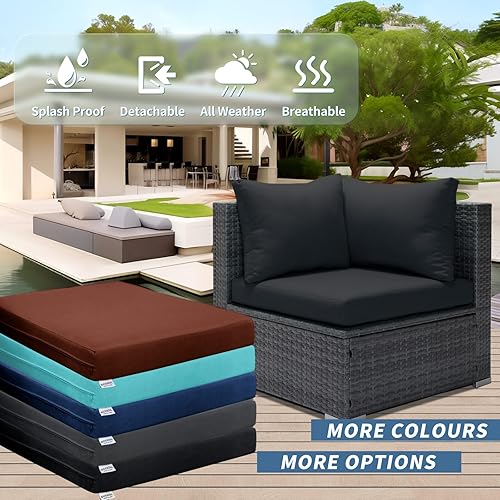 Miniatura 6 de FINCATI Fundas de cojín de repuesto de 14 piezas para patio al aire libre con cremallera, fundas de repuesto para sofá seccional para exteriores con