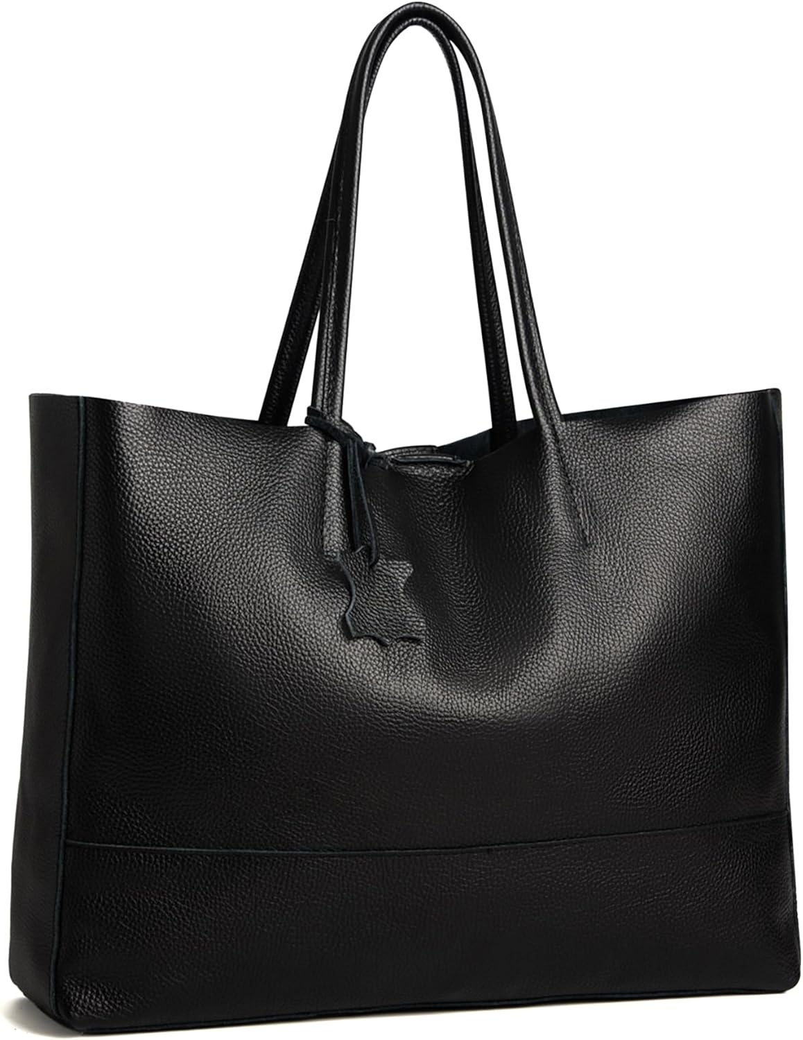 Italian Leather Tote Bag for Women - Large Shoulder Shopper, Fits 16” Laptop, Keychain Holder, Made in Italy