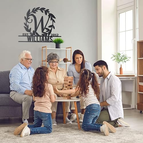 Miniatura 7 de RealSteel Arte de pared de metal personalizado, letra de monograma personalizada con corona decorativa, nombre de la familia, regalo personalizable