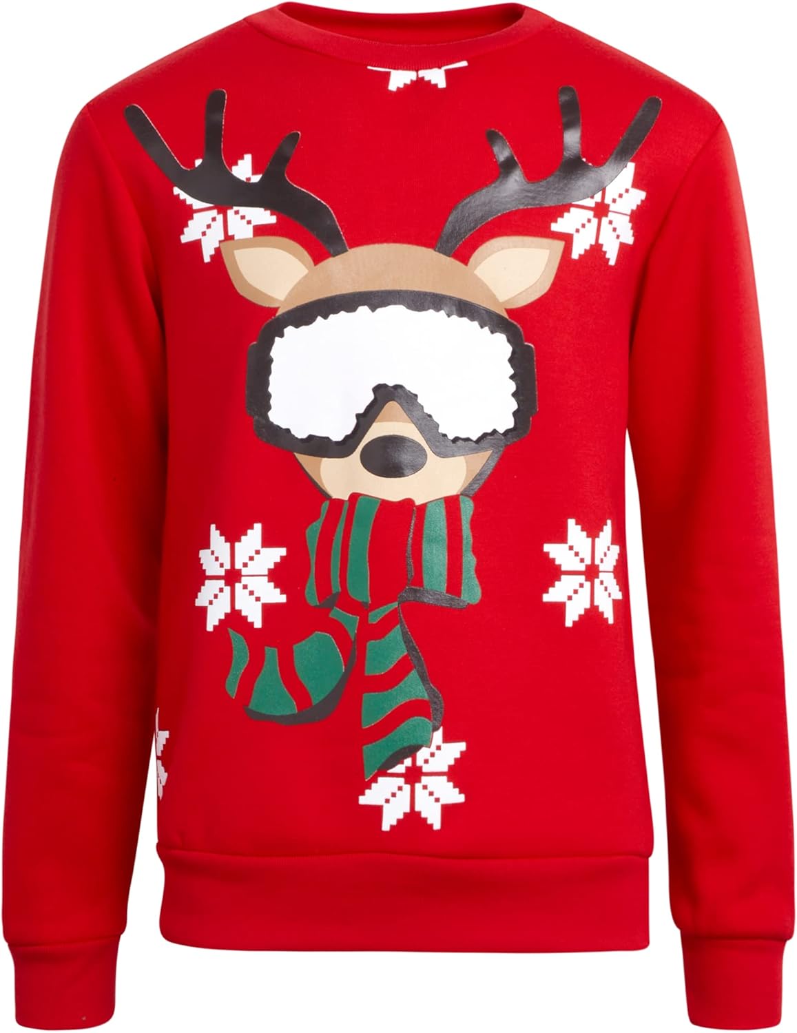 Quad Seven Boys' Ugly Christmas Sweater - Fleece Novelty Xmas Holiday Party Pullover Sweatshirt (4-18), Size 16/18, Red Reindeer: Clothing, Shoes & Jewelry