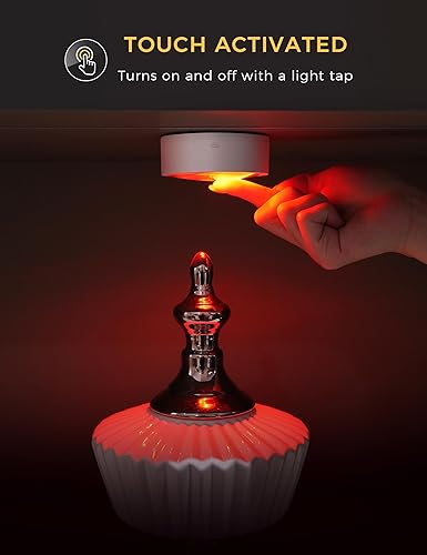 Miniatura 4 de swesara Luces de disco con control remoto debajo del gabinete, luces de empuje que funcionan con pilas, mini luces LED sobre el gabinete, paquete de