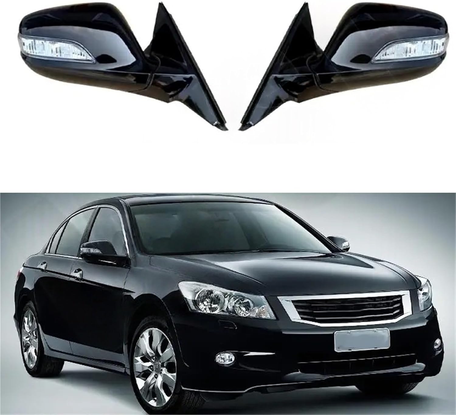 Car Accessories Compatible For Honda for Accord 2008 2009 2010 2011 2012 2013 Auto Outside Door Rearview Mirror Assemblys Right/Left(1PC Left Silver) (1PC Left Black)
