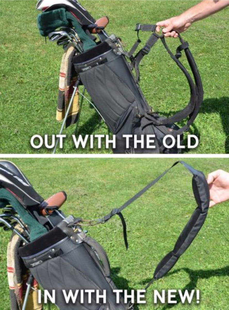 Intech Single Padded Adjustable Golf Bag Strap, Black