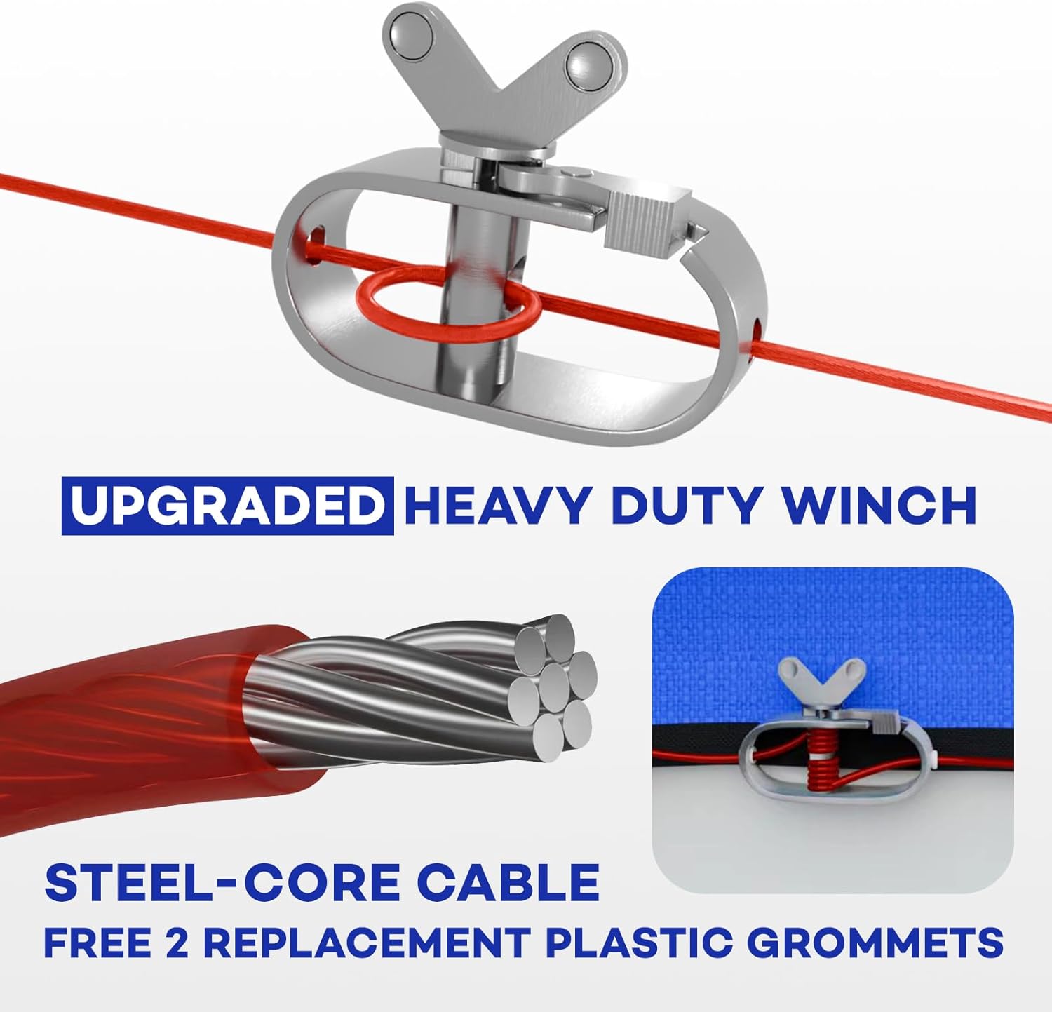 [Upgraded] 18ft/21ft/24ft/28ft Round Winter Pool Covers for Above Ground Pool Cover 21FT Cover 4FT Overlap - 500D Windproof with Steel Cable & Heavy Duty Winch - Swimming Pool Winter Cover Blue