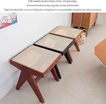 Vintage Black Rattan Entryway Bench, Wooden Dining Room Banquette, Hallway Seating with Table, Stylish Storage Solution for Shoes & Accessories