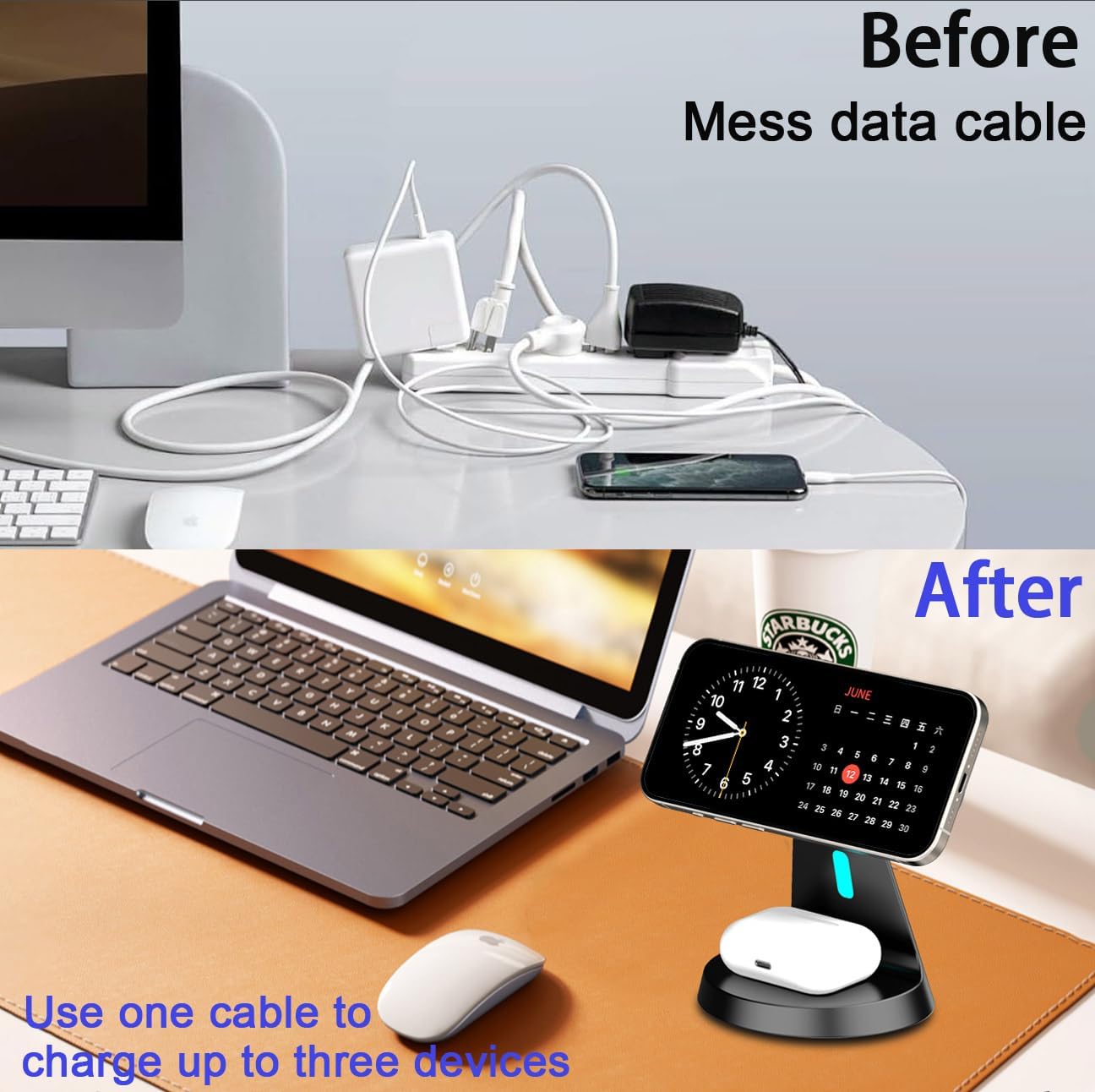 3 in 1 Wireless Charging Station for Apple Magsafe Charger Stand,Fast Magnetic Wireless Charger Station for iPhone 17 Air 16 15 14 13 12 Series,Airpods,Apple Watch