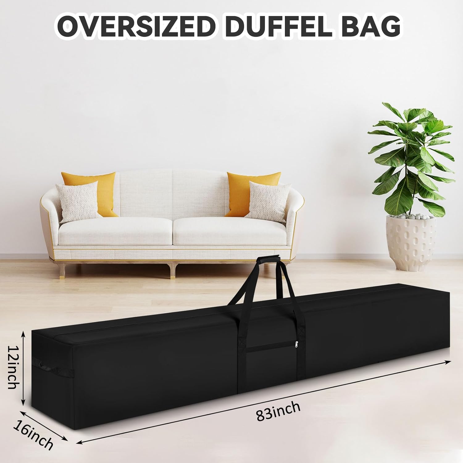 83 x 16 x 12 Inch, 260 L Extra Large Duffle Bag Camping Tent Storage Bag Heavy Duty Waterproof Sports Equipment Carrying Case for Tent Pole Travel Canopy Hammock Tripod Fishing Outdoor Moving - Image 7