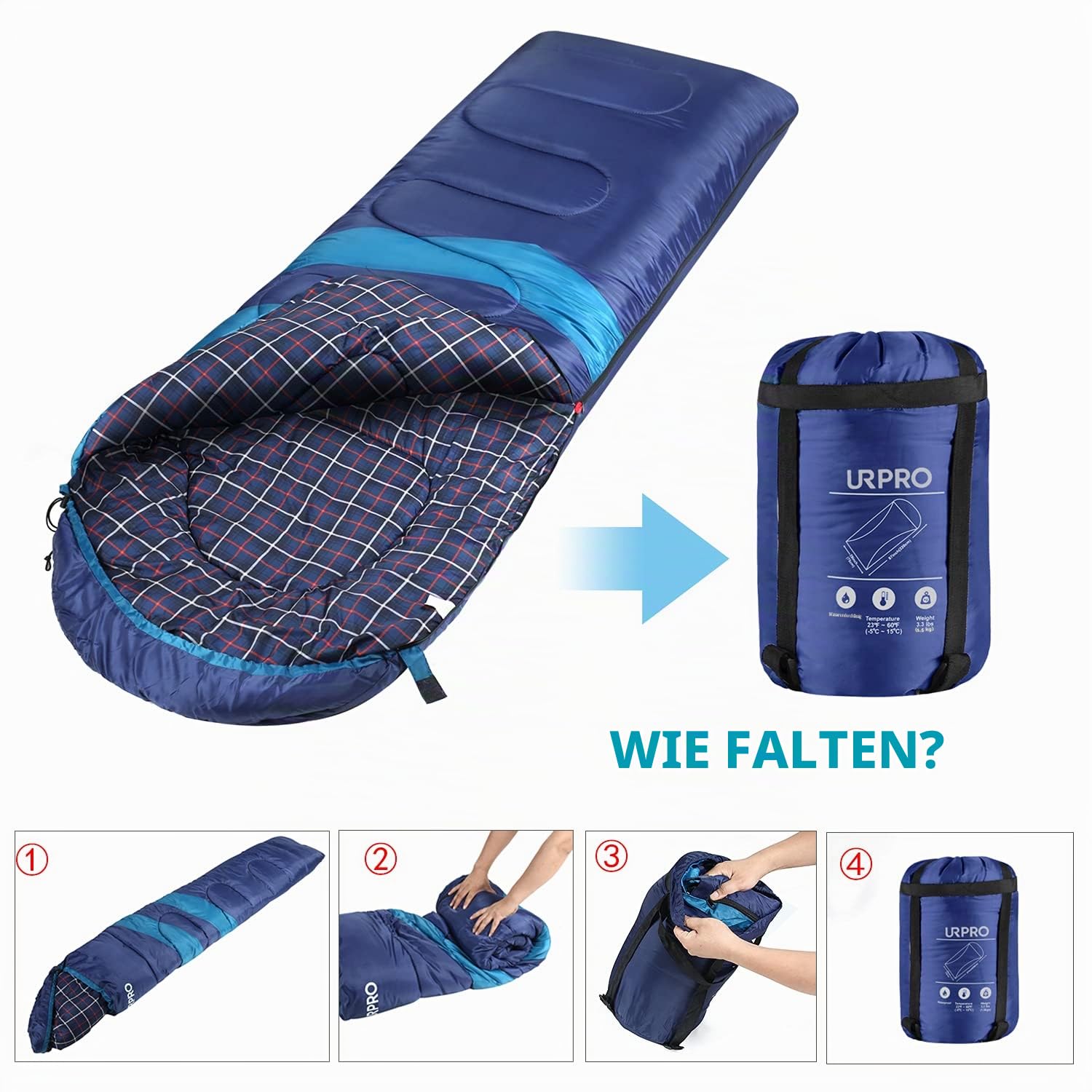 3-4 Jahreszeiten 1,6 kg Flanell Schlafsack Bedeckt Winter, Herbst, Frühling, Hergestellt aus Hohlfaser und, Hautfreundlich Wasserabweisend