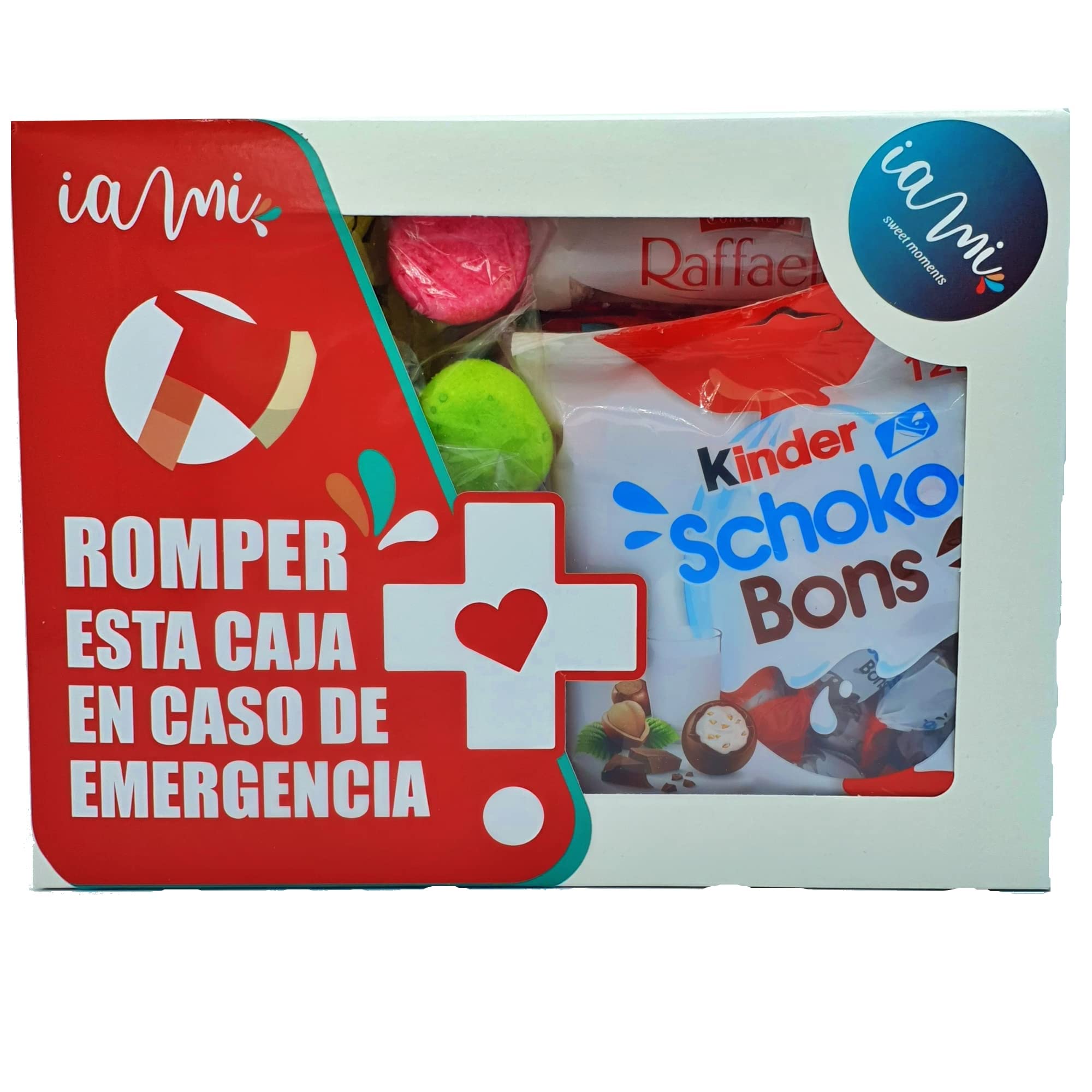 Caja Regalo Chocolates Kinder - Chuches - Jumper - Ferrero. KIT EMERGENCIA. +50 Unidades. Regalo Original de Chuches y Chocolatinas. Edicion Kit de Emergencia. [IAMI]