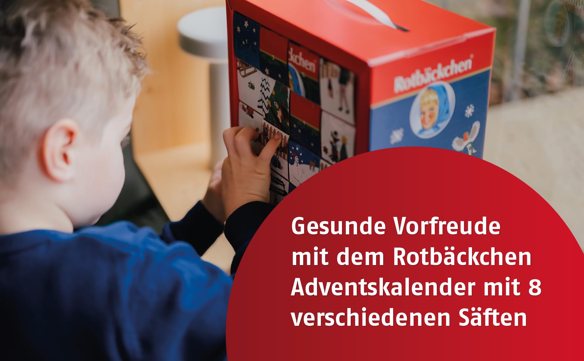 ROTBÄCKCHEN Saft Adventskalender 2024 | 24 Fläschchen 8 beliebter Sorten – Ohne Zuckerzusatz, reich an Vitaminen – Gesunder Adventskalender für Kinder & Erwachsene