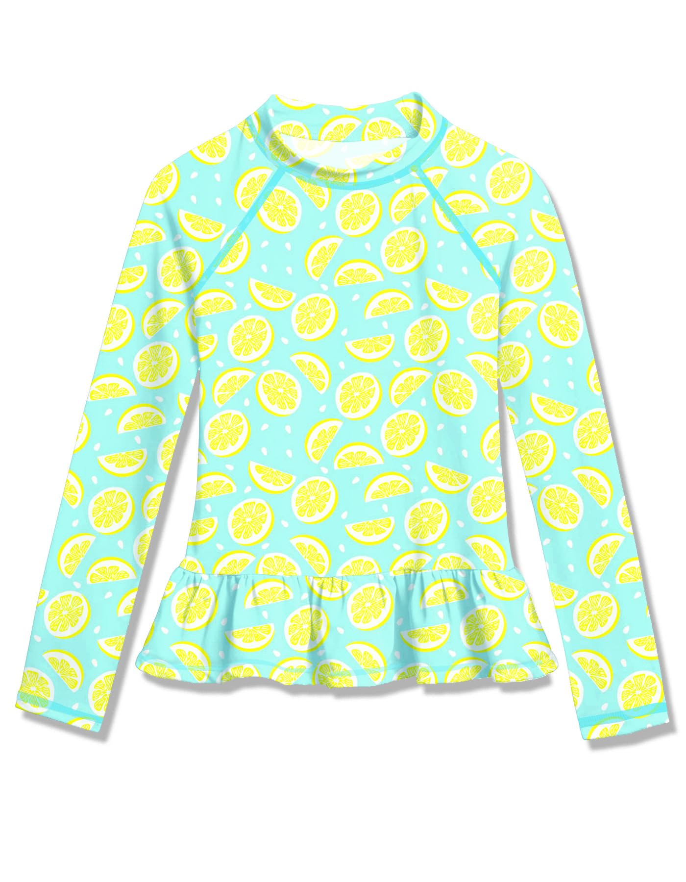 BesserBay Mädchen UV Shirt UPF 50+ Raglanärmel Schwimmshirt mit Rüschensaum 110-160