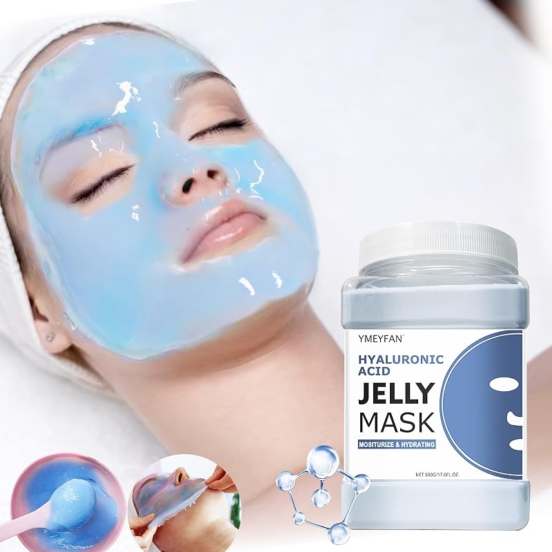 Máscara facial em pó de alginato YMEYFAN com ácido hialurônico, sem parabenos e sem fragrância, 500 mL