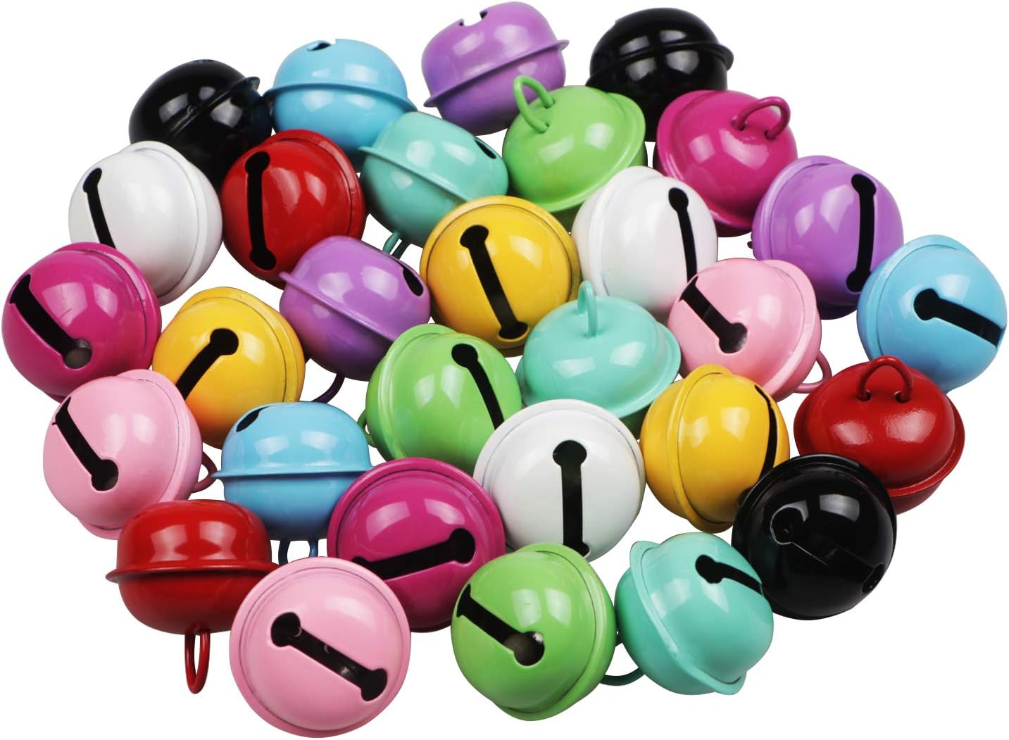 Yeesun 30pcs 0.86in/22mm Jingle Bells Multi-Colored Craft Bells Christmas Bells DIY Bells for Festival Decoration Home Decoration Party Decorations Ornaments Jewelry Making Dog Doorbells