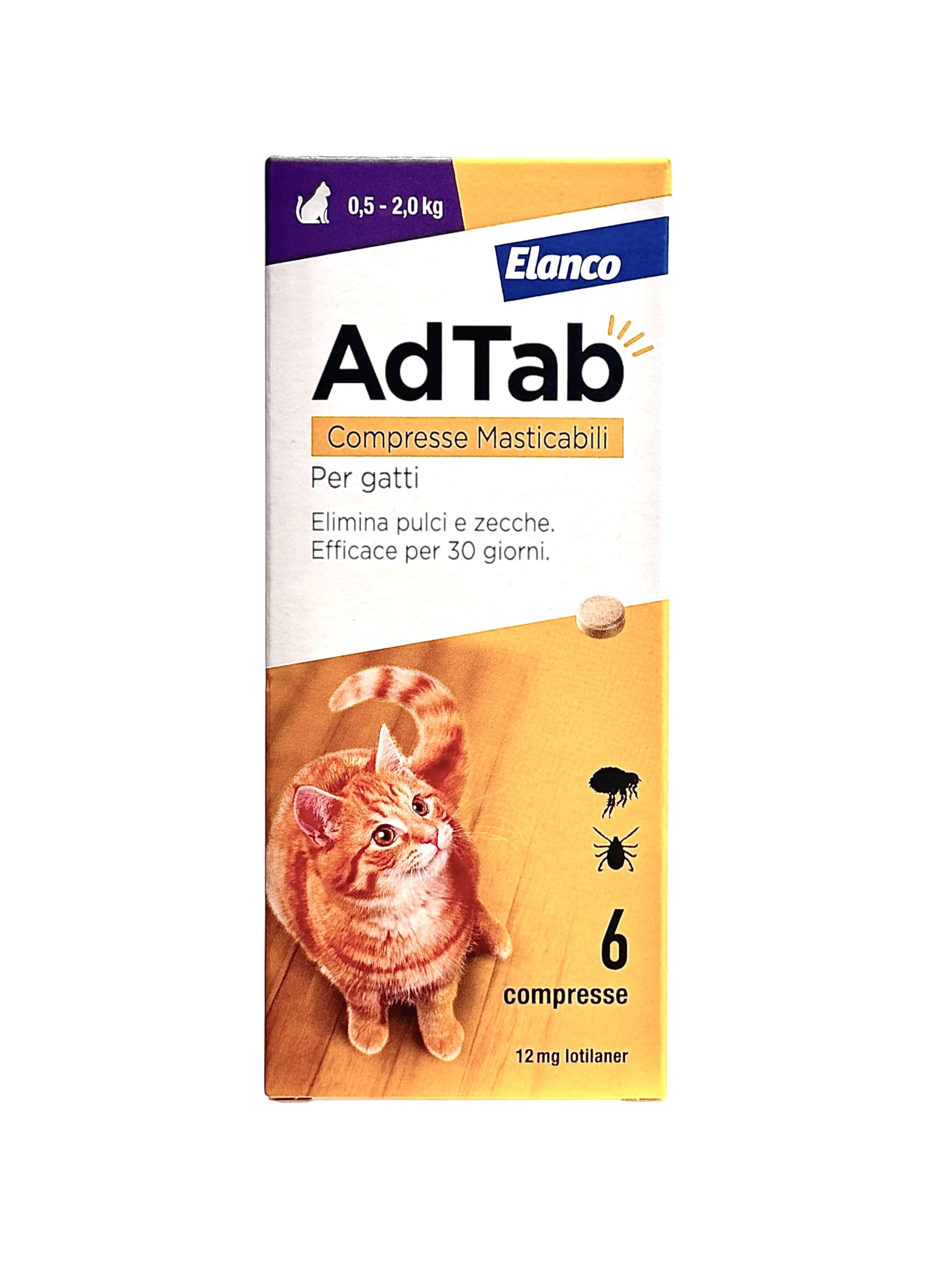 AdTab Compresse Masticabili per Gatti 0,5-2,0 kg - 6 Compresse