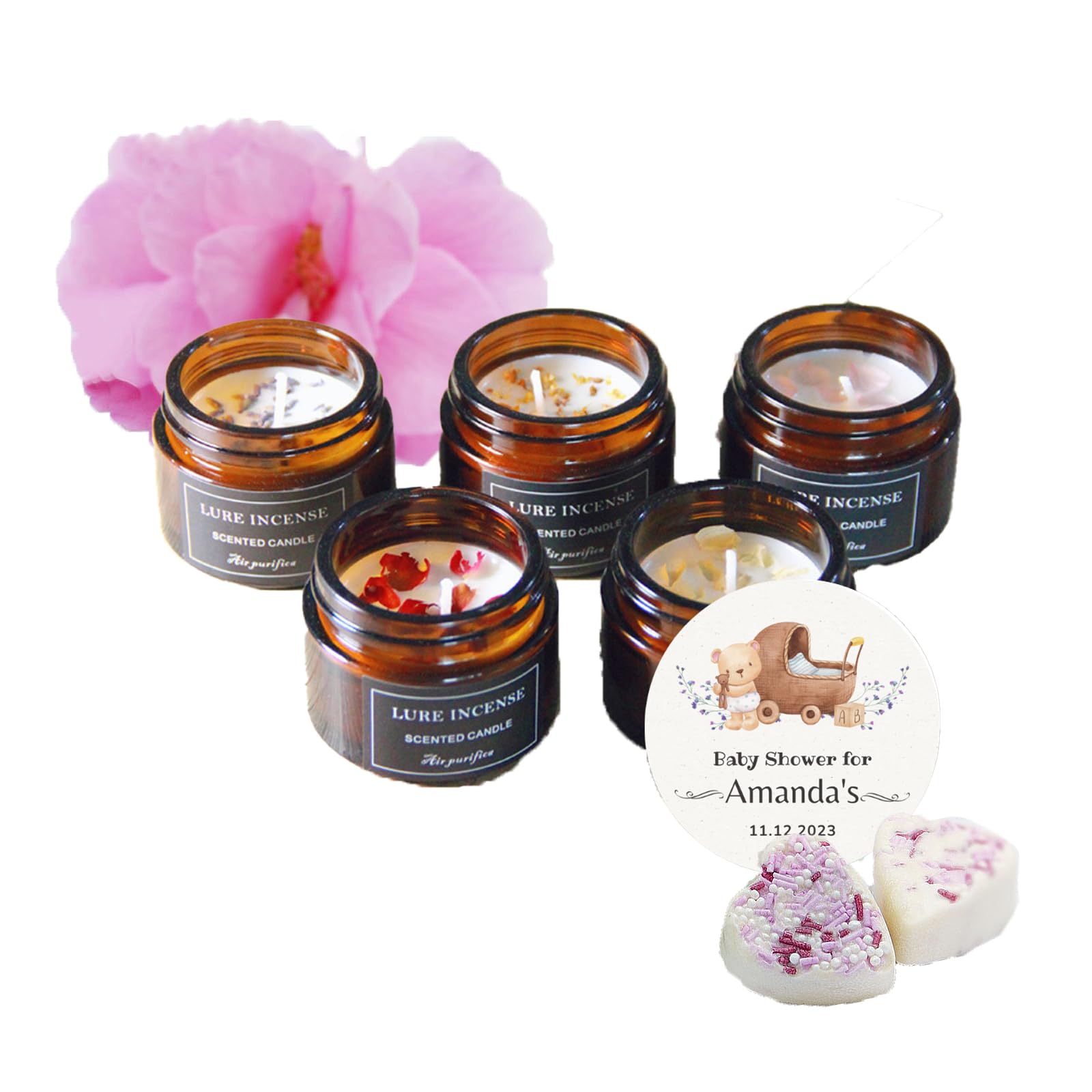 Photo 1 of ***STOCK IMAGE FOR REFERENCE***
Carol Cao 10 Pcs Customized Scented Candles, Personalized Candles Baby Shower Gifts for Guests Party Favors, 1oz Lavender Fresh Soy Candles Baby Shower Candles, Bridal Shower Gifts for Guests
