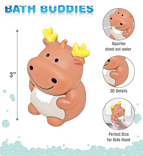 Miniatura 2 de DolliBu Moose Bath Buddy Squirter - Juguete de baño de goma de alce flotante, divertido juego de baño para niños pequeños, lindo y suave juguete de