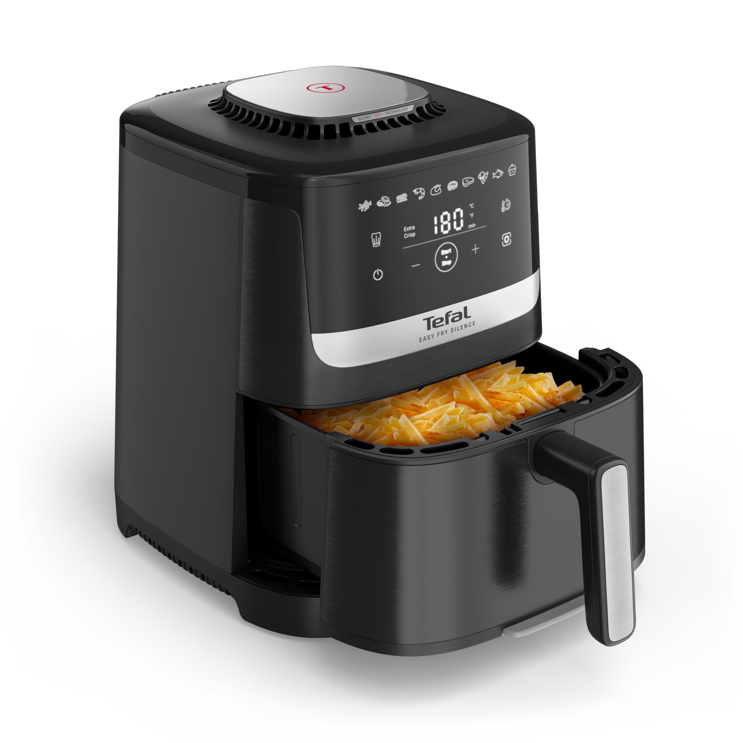 Tefal Easy Fry Silence Heißluftfritteuse XL Airfryer mit Sichtfenster – leise Fritteuse ohne Fett, gesunde Zubereitung mit Heißluft-Technologie, knusprige Pommes & fettarmes Frittieren EY5528