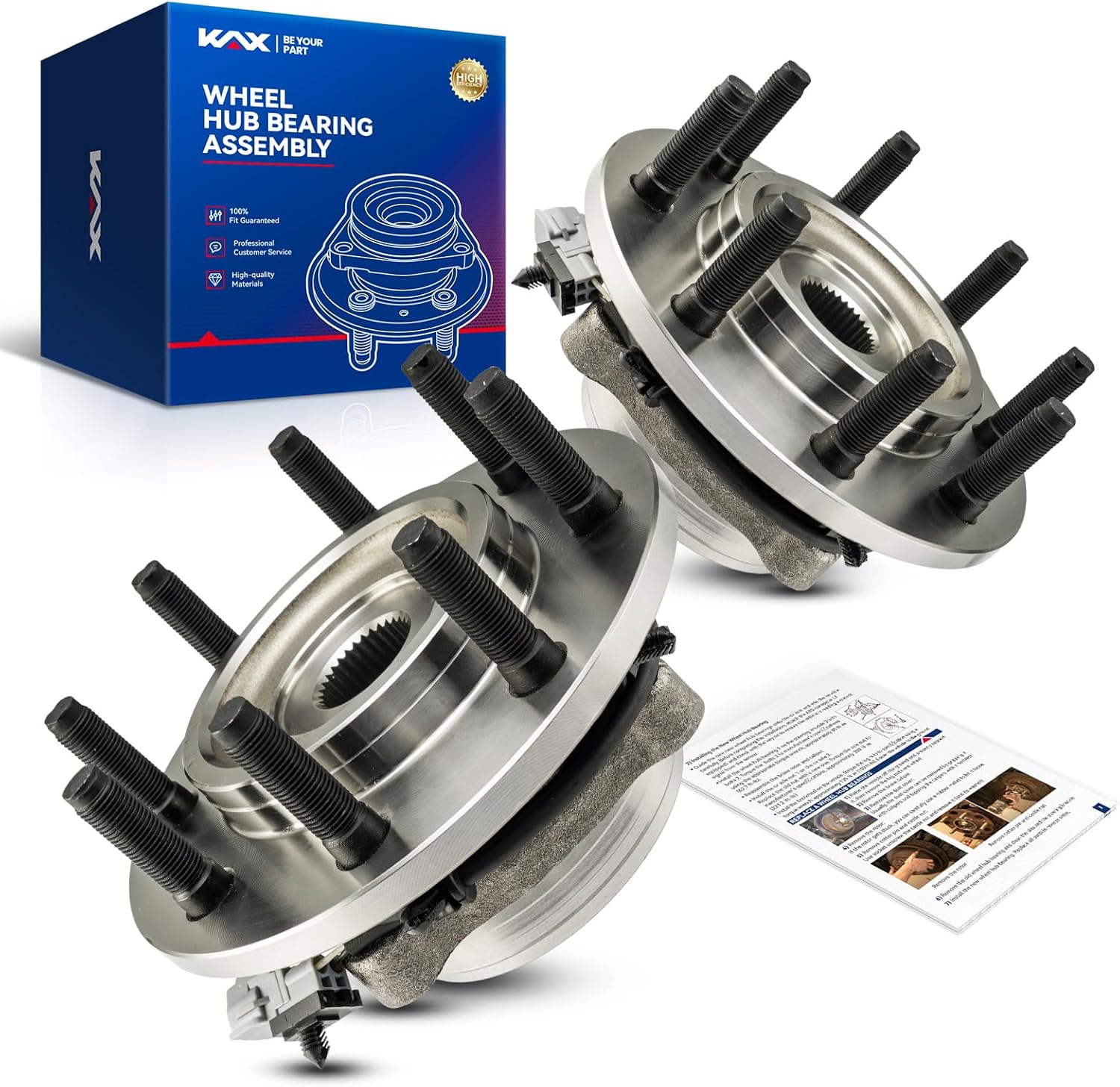 KAX 515063 2PCS Front Wheel Hub Bearing Compatible with Dodge Ram 3500 2000-2002,W/ABS 8 Lugs Wheel Bearing and Hub Assembly