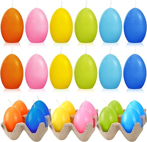 Miniatura 2 de 12 velas de huevos de Pascua, velas de cera de soja, velas de Pascua coloridas, regalo de feliz huevo de Pascua, vela en forma de huevo sin perfume,